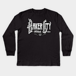 Vintage Baker City, OR Kids Long Sleeve T-Shirt